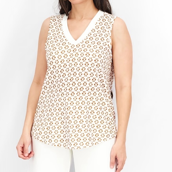NWT StitchFix Market & Spruce Printed V-Neck Tank Top - Picture 1 of 6